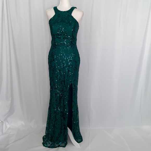 City Vibe Sleeveless High-Neck Sequin Pattern Long - Picture 6 of 11